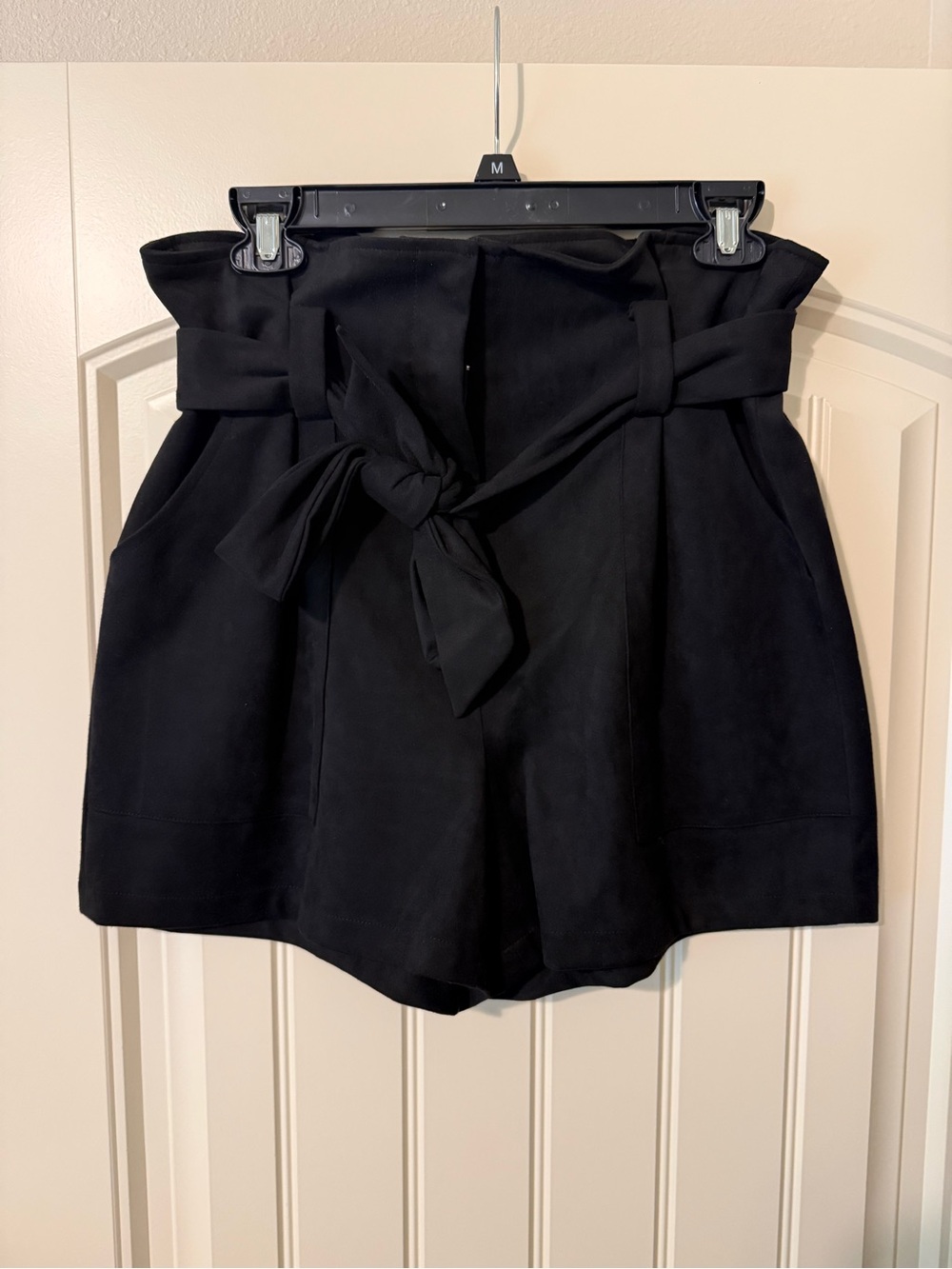 Naked Zebra Black High-Waist Paperbag Tie Shorts